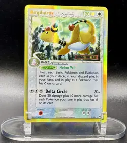 Ampharos δ Species 1/101 Stamped Pokemon EX Dragon Frontiers Reverse Holo LP/MP - Image 2
