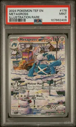 2024 POKEMON TEF EN-TEMPORAL FORCES ILLUSTRATION RARE #178 METAGROSS PSA 9 - Image 1