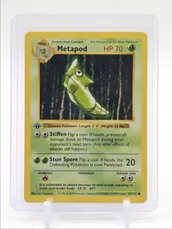 METAPOD 1999 POKEMON BASE 1ST EDITION COMMON SHADOWLESS 54/102 Q3626 - Image 1