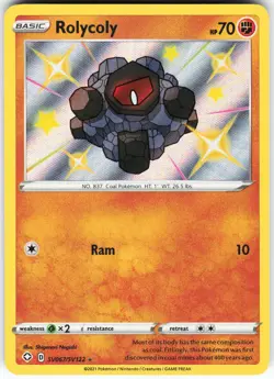 Rolycoly SV067/SV122 Pokemon Shining Fates: Shiny Vault Shiny Holo Rare NM - Image 1