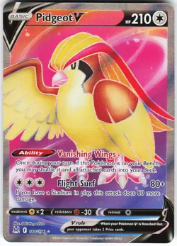 Pidgeot V (Full Art) 188/196 Pokemon SWSH11: Lost Origin Holo Ultra Rare NM - Image 1