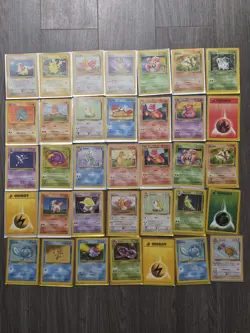 Pokemon Lot of 35 Base Set Cards 1999 Wizards Great VINTAGE Pikachu Meowth Rares - Image 1