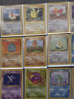 Pokemon Lot of 35 Base Set Cards 1999 Wizards Great VINTAGE Pikachu Meowth Rares - Image 2