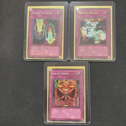 Yu-Gi-Oh! TCG Magic Cylinder, Destiny Board, Jar of Greed all 1st edition LON - Image 1