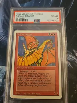 1994 Magic The Gathering Shivan Dragon Revised Edition PSA 6 EX-MT VERY LOW POP! - Image 1