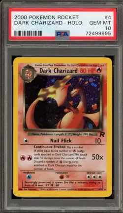 Pokemon Dark Charizard Team Rocket Unlimited Holo Rare #4 PSA 10 Gem Mint - Image 1