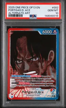 2025 One Piece Portgas D. Ace Leader Alt Art #OP13-002 PSA 10 GEM MINT - Image 1