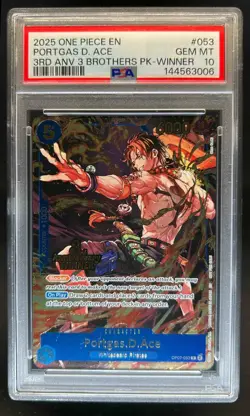 2025 One Piece 3rd Ann Tournament Portgas D. Ace Promos Winner #OP07-053 PSA 10 - Image 1