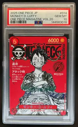 2025 One Piece Japanese Magazine Vol 20 Monkey D Luffy #ST21-014 PSA 10 GEM MINT - Image 1