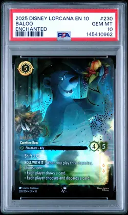 2025 DISNEY LORCANA EN 10-WHISPERS IN THE WELL ENCHANTED #230 BALOO PSA 10 - Image 1