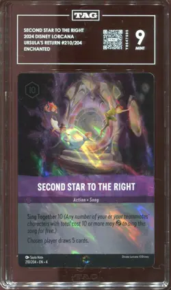 Disney Lorcana Second Star to the Right Enchanted Graded TAG 9 #210 - Image 3