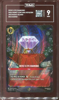 Disney Lorcana Devil's Eye Diamond Enchanted Graded TAG 9 #218 - Image 3