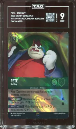Disney Lorcana Pete Bad Guy Enchanted Graded TAG 9 #209 - Image 3