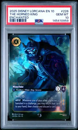 2025 DISNEY LORCANA EN 10 ENCHANTED #226 THE HORNED KING - WICKED RULER PSA 10 - Image 1