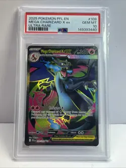 2025 Pokemon Phantasmal Flames Mega Charizard X ex Ultra Rare #109/094 PSA 10 - Image 1