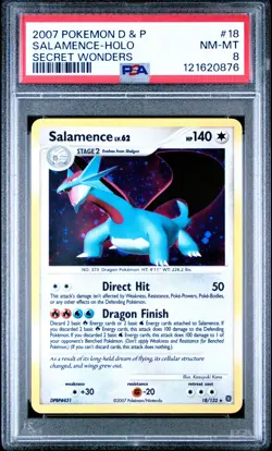 2007 POKEMON DIAMOND & PEARL SECRET WONDERS #18 SALAMENCE-HOLO PSA 8 - Image 1