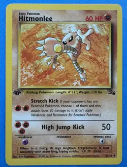 1st Edition Hitmonlee 22/62 Fossil Non-Holo Rare WOTC - NM/Mint 1999 Pokemon - Image 1
