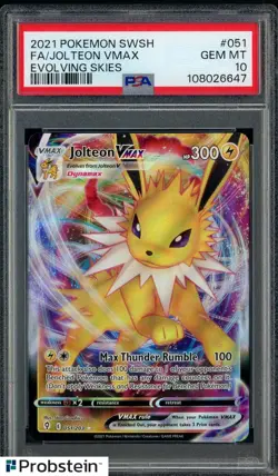 2021 Pokemon SWSH Evolving Skies #051 Jolteon VMAX FA PSA 10 GEM MINT - Image 1