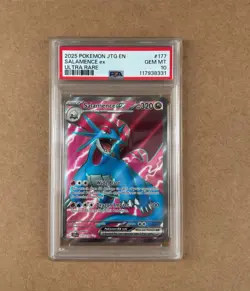 2025 POKEMON JTG EN SALAMENCE ex ULTRA RARE PSA #177 GEM MT 10 - Image 1