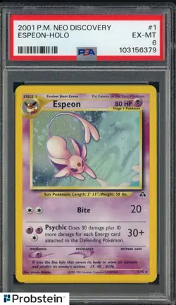 2001 Pokemon Neo Discovery #1 Espeon Holo PSA 6 EX-MT - Image 1