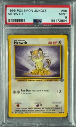 Meowth 56/64 PSA Grade 9 Jungle Unlimited Pokemon TCG NM-MT 1999 - Image 1