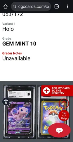 💎🔥 MEW V 053/172 Certified Gem Mint 10 VStar Universe Double Rare Pokemon Holo - Image 3