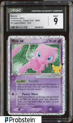 2021 Pokemon Celebrations Ex Legend Maker 88/92 Mew ex Holo CGC 9 MINT - Image 1