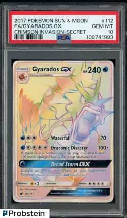 2017 Pokemon Sun & Moon Crimson Invasion #112 FA/Gyarados GX Secret PSA 10 - Image 1