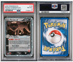 PSA 8 NM-MINT 2005 Pokemon EX Unseen Forces Rocket's Persian EX 116/115 - Image 1