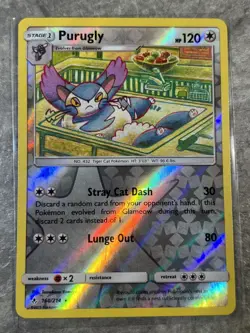 Purugly 160/214 Pokemon TCG Sun Moon Sm-Unbroken Bonds Reverse Holo Light Play 1 - Image 1