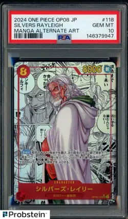 2024 One Piece Japanese OP08 Manga Alternate Art #118 Silvers Rayleigh PSA 10 - Image 1