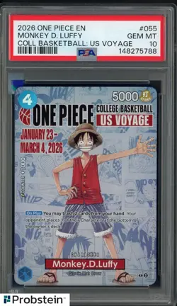 2026 One Piece EN College Basketball US Voyage #055 Monkey D Luffy PSA 10 - Image 1