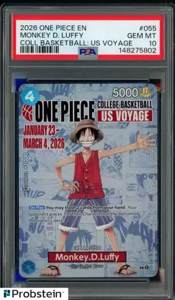 2026 One Piece EN College Basketball US Voyage #055 Monkey D Luffy PSA 10 - Image 1