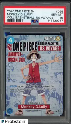 2026 One Piece EN College Basketball US Voyage #055 Monkey D Luffy PSA 10 - Image 1