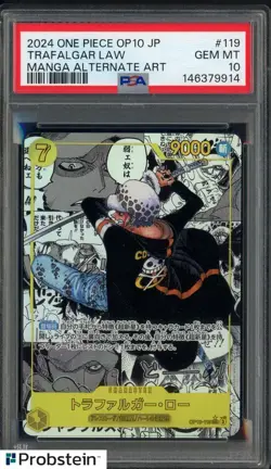 2024 One Piece OP10 Japanese #119 Trafalgar Law Manga Alternate Art PSA 10 - Image 1