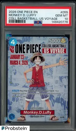 2026 One Piece EN College Basketball US Voyage #055 Monkey D Luffy PSA 10 - Image 1