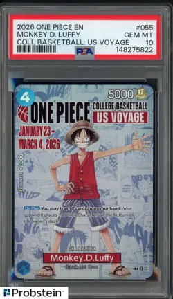 2026 One Piece EN College Basketball US Voyage #055 Monkey D Luffy PSA 10 - Image 1