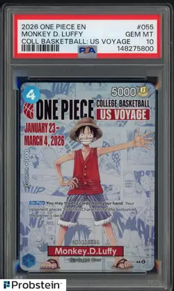 2026 One Piece EN College Basketball US Voyage #055 Monkey D Luffy PSA 10 - Image 1