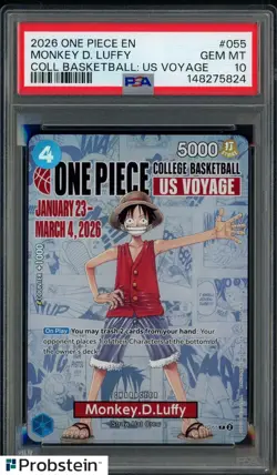 2026 One Piece EN College Basketball US Voyage #055 Monkey D Luffy PSA 10 - Image 1