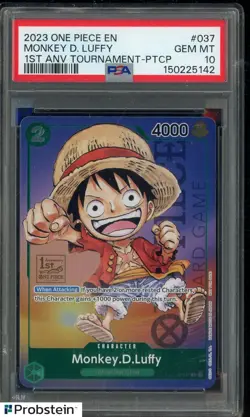 2023 One Piece EN 1st ANV Tournament PTCP #037 Monkey.D.Luffy PSA 10 - Image 1