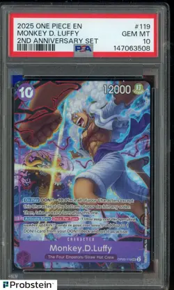 2025 One Piece EN 2nd Anniversary Set #119 Monkey.D.Luffy PSA 10 GEM MT - Image 1