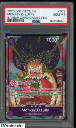 2025 One Piece EN Bandai Card Games Fest #073 Monkey.D.Luffy PSA 10 - Image 1