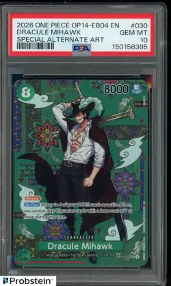 2026 One Piece OP14-EB04 EN #030 Dracule Mihawk PSA 10 GEM MINT - Image 1