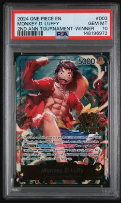 One Piece ST13-003 Luffy 2nd Anniversary Tournament Winner Promo PSA 10 - Image 1