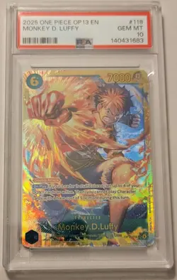 2025 One Piece OP13 EN Monkey D. Luffy PSA 10 #118 - Image 1