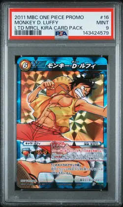 2011 MIRACLE BATTLE CARDDASS ONE PIECE PROMOS #16 MONKEY D. LUFFY PSA 9 - Image 1