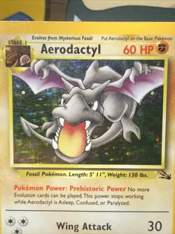 Pokemon TCG Aerodactyl 1/62 Fossil Unlimited Holo Rare Vintage 1999 WOTC - Image 2