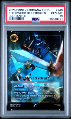 2025 DISNEY LORCANA WHISPERS IN THE WELL ENCHANTED THE SWORD OF HERCULES PSA 10 - Image 1