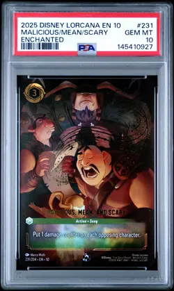 2025 DISNEY LORCANA WHISPERS IN THE WELL ENCHANTED MALICIOUS/MEAN/SCARY PSA 10 - Image 1