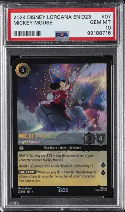2024 DISNEY LORCANA EN D23-D23 EXPO PROMO MICKEY MOUSE PLAYFUL SORCERER PSA 10 - Image 1